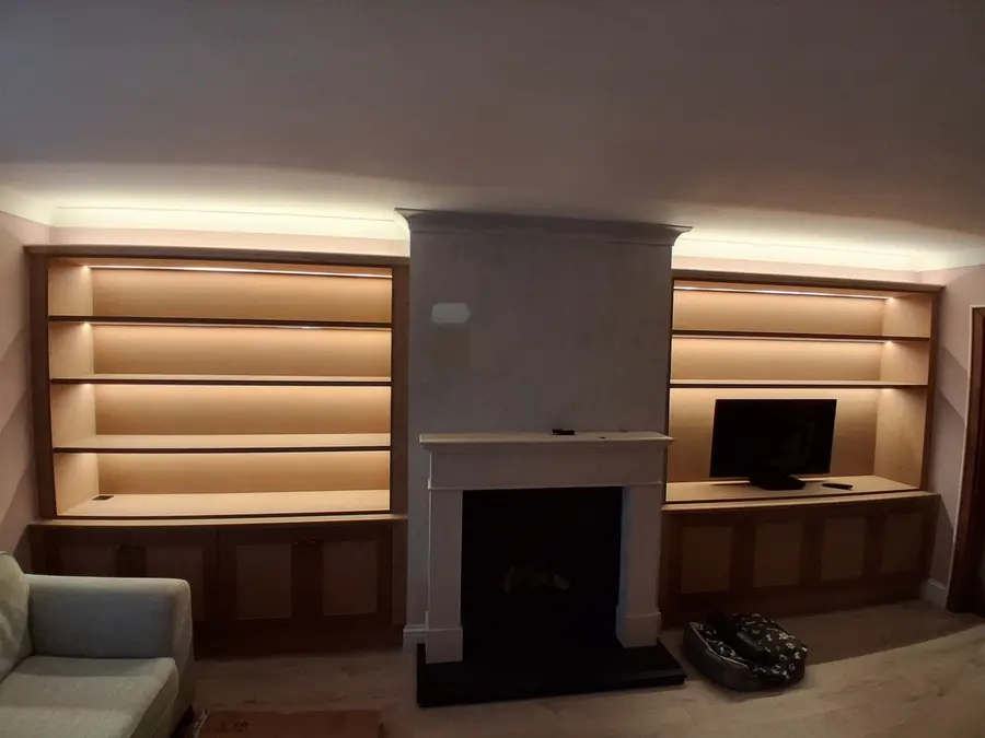 Twin Lit Alcoves Either Side of Fireplace