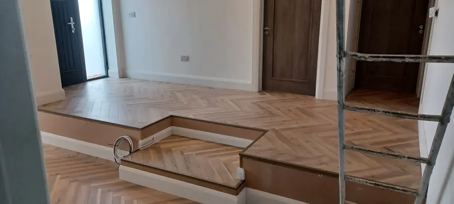 Herringbone Flooring — Full Hallway