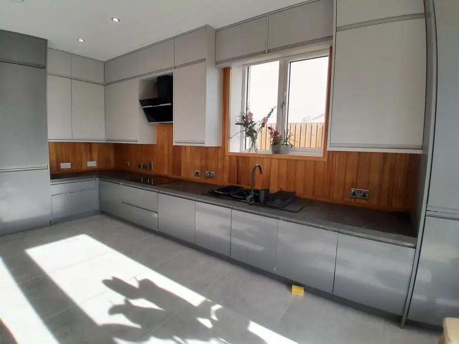 Grey Handleless Kitchen — Wide View